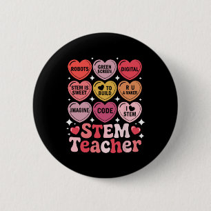 Badge Rond 5 Cm Professeur Stem Saint-Valentin Science Technologie