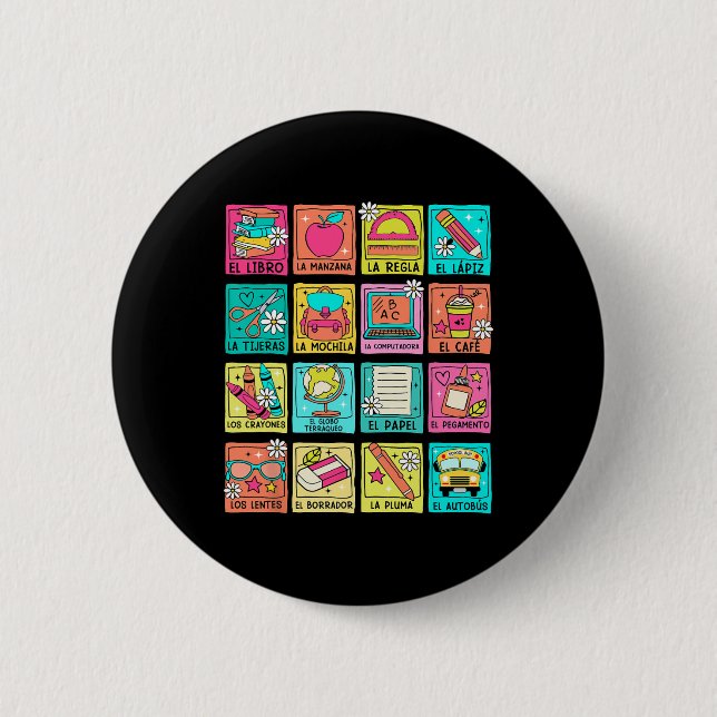 Badge Rond 5 Cm Professeure Bilingue Byck Pour Enseignant D'espagn (Devant)