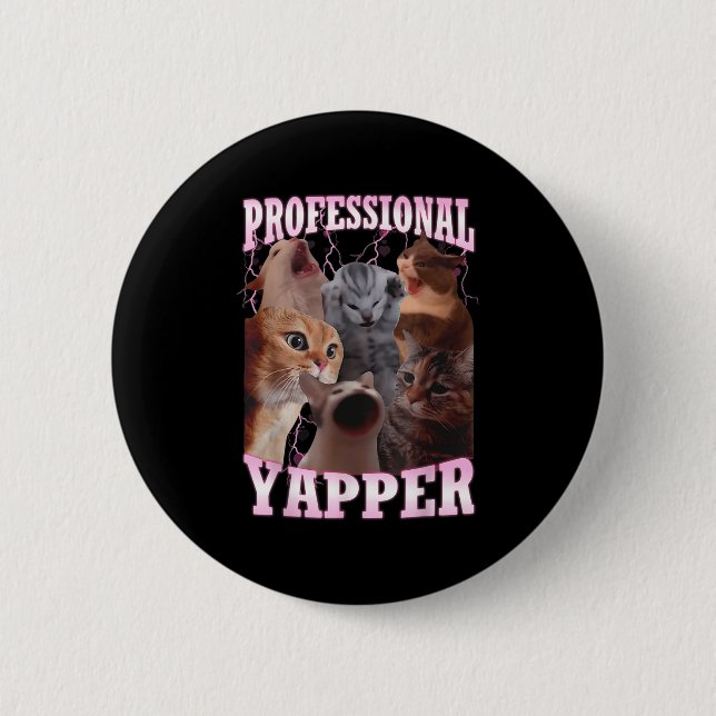 Badge Rond 5 Cm Professional Yapper Chat Mème Drôle Odly Spécifiqu (Devant)