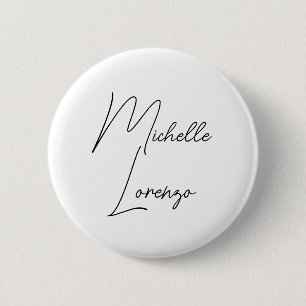 Badge Rond 5 Cm Professionnel Moderne Simple Noir & Blanc