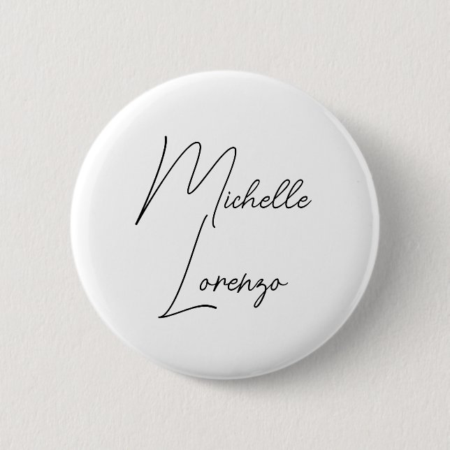 Badge Rond 5 Cm Professionnel Moderne Simple Noir & Blanc (Devant)
