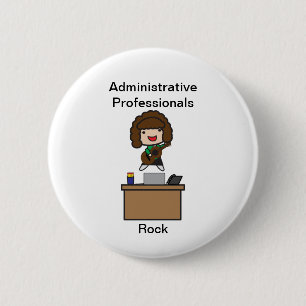 Badge Rond 5 Cm Professionnels de l'administration Rock (Brunette)