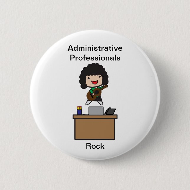 Badge Rond 5 Cm Professionnels de l'administration Rock (cheveux f (Devant)