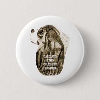 Badge Rond 5 Cm Profil cavalier d'antiquité d'épagneul du Roi