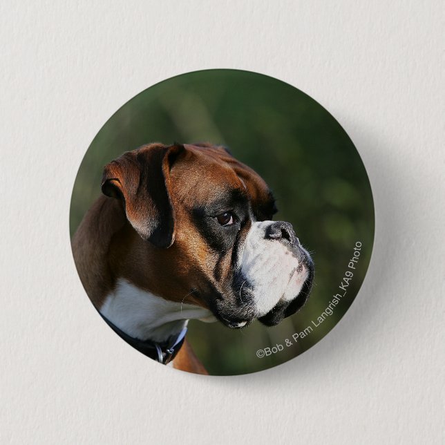 Badge Rond 5 Cm Profil côté chien de la boîte (Devant)