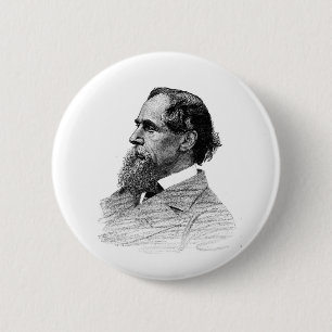 Badge Rond 5 Cm Profil de Charles Dickens