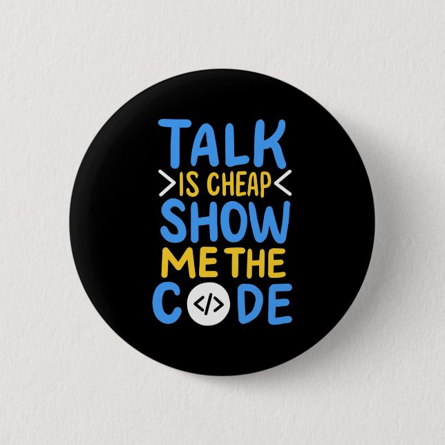 Badge Rond 5 Cm Programmeur Me Montre Le Code (Devant)