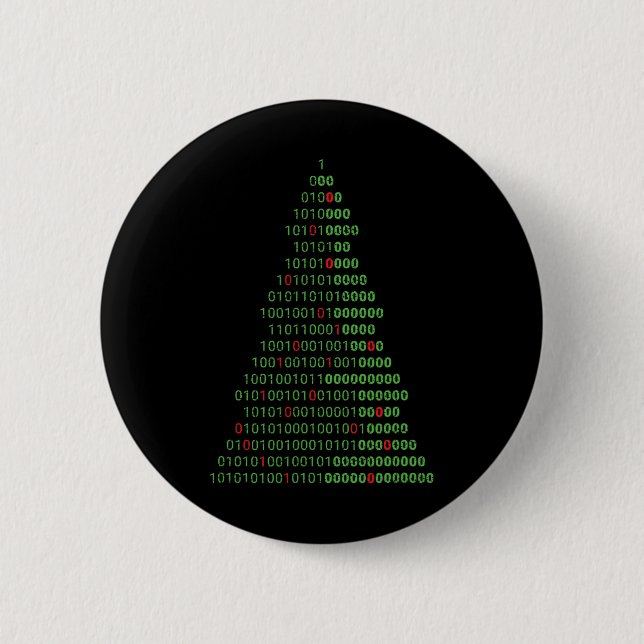 Badge Rond 5 Cm Programmeurs Informatiques Binary Christmas Tree E (Devant)