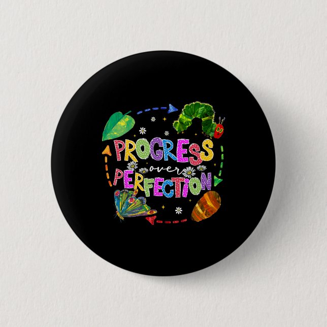 Badge Rond 5 Cm Progrès plutôt que perfection Enseignant Retour à  (Devant)
