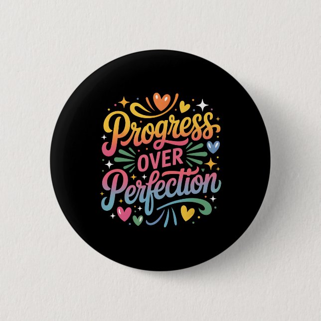 Badge Rond 5 Cm Progress Over Perfection Back To School Teachers E (Devant)