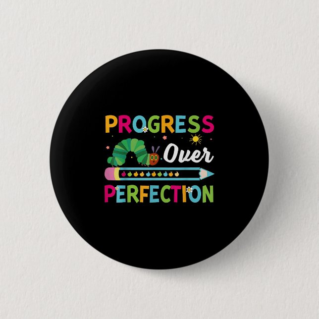 Badge Rond 5 Cm Progress Over Perfection Motivational Quote Studen (Devant)