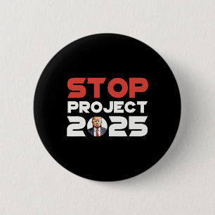 Badge Rond 5 Cm Projet Trump 2025 contre Trump Patriotique