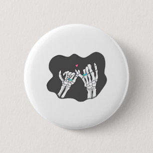 Badge Rond 5 Cm Promesse des mains de Skeleton Heart