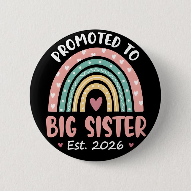 Badge Rond 5 Cm Promoted to Big Sister Adorable 2026 Baby (Devant)