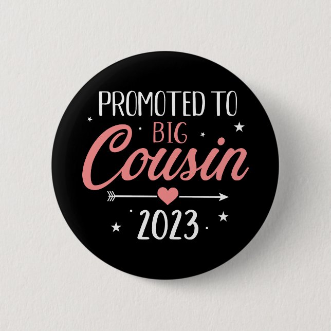 Badge Rond 5 Cm Promu à grand cousin 2023 faire-part de grossesse (Devant)