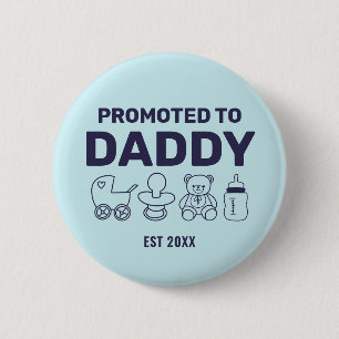 Badge Rond 5 Cm Promu au Papa Fête de Baby Shower Party sur mesure