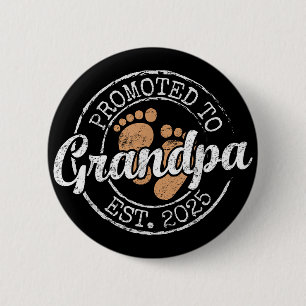 Badge Rond 5 Cm Promu Grand-père Estimé 2025 Grand-père à Venir