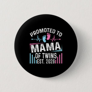 Badge Rond 5 Cm Promu Maman de Jumeaux Est 2026 Baby Shower Vin