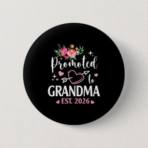 Badge Rond 5 Cm Promue grand-mère 2026 fleur cœur nouvelle grand-m