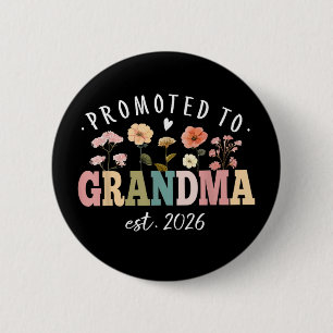 Badge Rond 5 Cm Promue grand-mère 2026 Floral Future Grand-mère