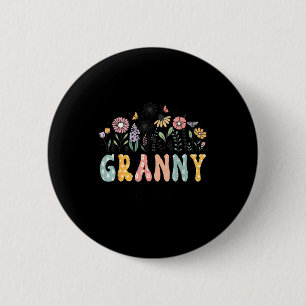 Badge Rond 5 Cm Promue grand-mère estimée 2026 Daisy Floral Fleur 