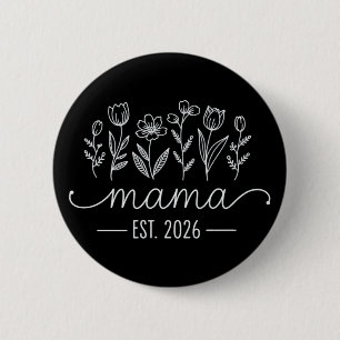 Badge Rond 5 Cm Promue Maman 2026 Grossesse Floral Nouvelle Maman 