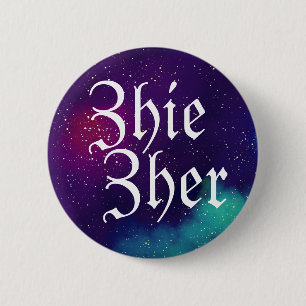 Badge Rond 5 Cm Pronom personnalisable de la galaxie Zhie/Zher