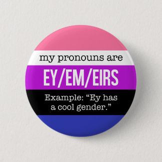 Badge Rond 5 Cm Pronoms d'Ey/Em - drapeau de Genderfluid