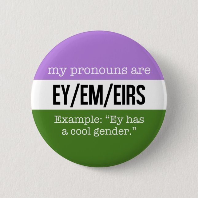 Badge Rond 5 Cm Pronoms d'Ey/Em - drapeau de Genderqueer (Devant)