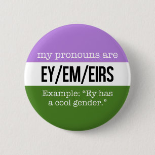 Badge Rond 5 Cm Pronoms d'Ey/Em - drapeau de Genderqueer