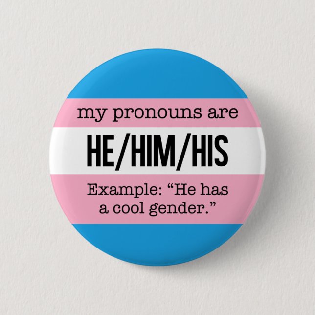 Badge Rond 5 Cm Pronononounes - Drapeau transgenre (Devant)