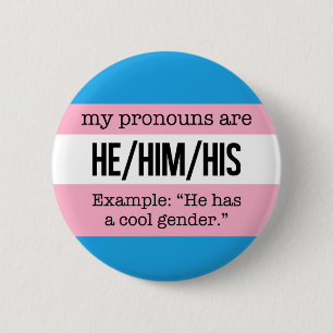 Badge Rond 5 Cm Pronononounes - Drapeau transgenre