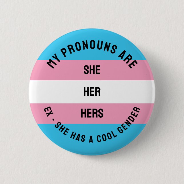 Badge Rond 5 Cm Pronononounes - Drapeau transgenre (Devant)