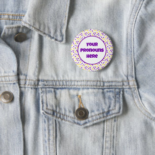 Badge Rond 5 Cm PRONOUNS Arc-en-ciel arrosé drapeau de la fierté i