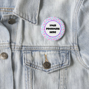 Badge Rond 5 Cm PRONOUNS Arc-en-ciel arrosées Androgyne Fide drape