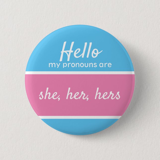 Badge Rond 5 Cm Pronouns genre - Elle, elle, ses Pronouns (Femme) (Devant)