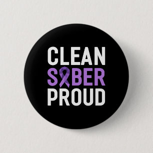 Badge Rond 5 Cm Propre Sobre Fier Achevons la dépendance Sensibili