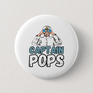 Badge Rond 5 Cm Propriétaire de bateau de plaisance capitaine pops