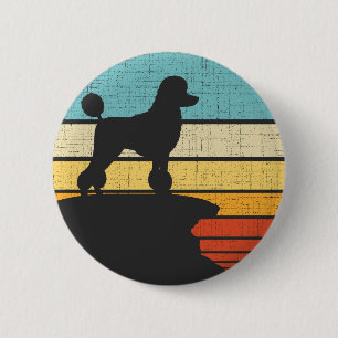 Badge Rond 5 Cm Propriétaire de caniche Retro Vintage 60s les anné
