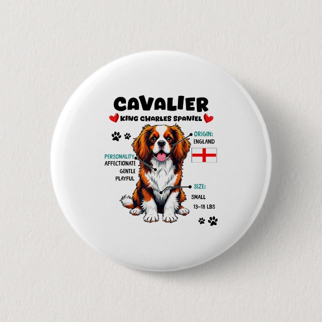Badge Rond 5 Cm Propriétaire de Cavalier King Charles Spaniel Amou (Devant)