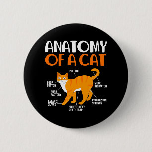 Badge Rond 5 Cm Propriétaire de chat tabby drôle Anatomie d'un cha
