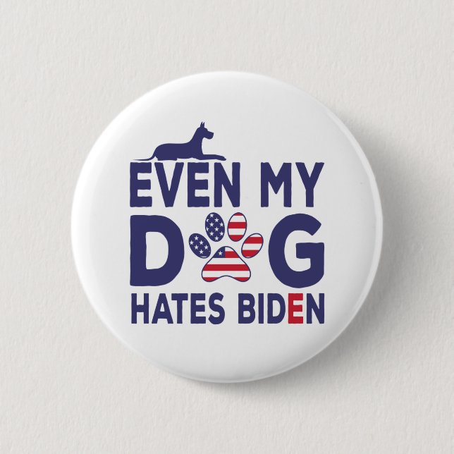 Badge Rond 5 Cm Propriétaire de chien anti Biden - Même mon chien  (Devant)