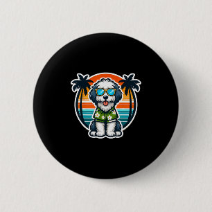 Badge Rond 5 Cm Propriétaire de chien Old English Sheepdog Ambianc