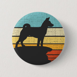 Badge Rond 5 Cm Propriétaire de chiot Basenji Retro Vintage chien