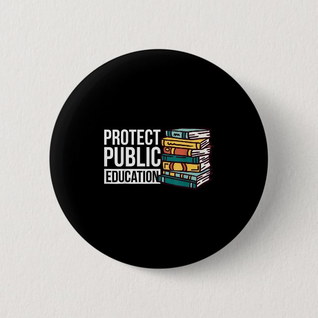 Badge Rond 5 Cm Protect Public Education  (Devant)