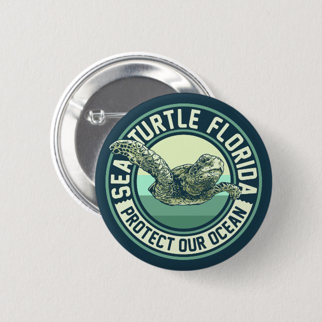 Badge Rond 5 Cm Protection contre les tortues marines (Devant & derrière)