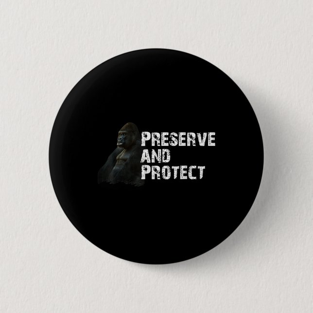 Badge Rond 5 Cm Protection De l'environnement des gorilles de mont (Devant)