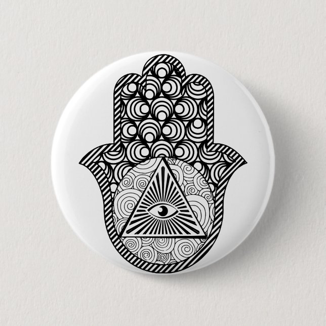 Badge Rond 5 Cm Protection des yeux mal Hamsa (Devant)