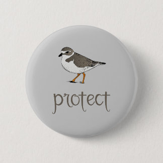 Badge Rond 5 Cm Protéger le Pluvier Siffleur