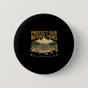 Badge Rond 5 Cm Protéger nos parcs nationaux design rétro vintage